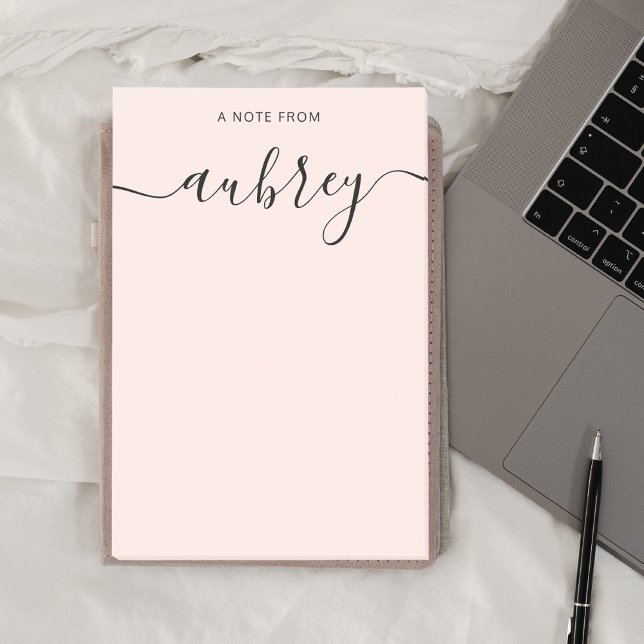 Girly Monogram Calligraphy Blush Pink Post-it Notes (Creator Uploaded)