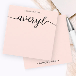 Girly Monogram Calligraphy Blush Pink Stationery Card