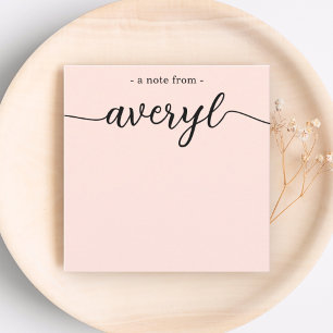 Girly Monogram Calligraphy Blush Pink Stationery Card