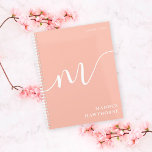 Girly Monogram Calligraphy Coral Blush Pink Planner<br><div class="desc">Girly Monogram Calligraphy Coral Blush Pink Planner. Easy to customise feminine and elegant script typography monogram. Perfect monogrammed name gift idea!</div>