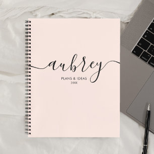 Girly Monogram Calligraphy Elegant Pink Notebook