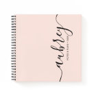 Girly Monogram Calligraphy Pink Notebook