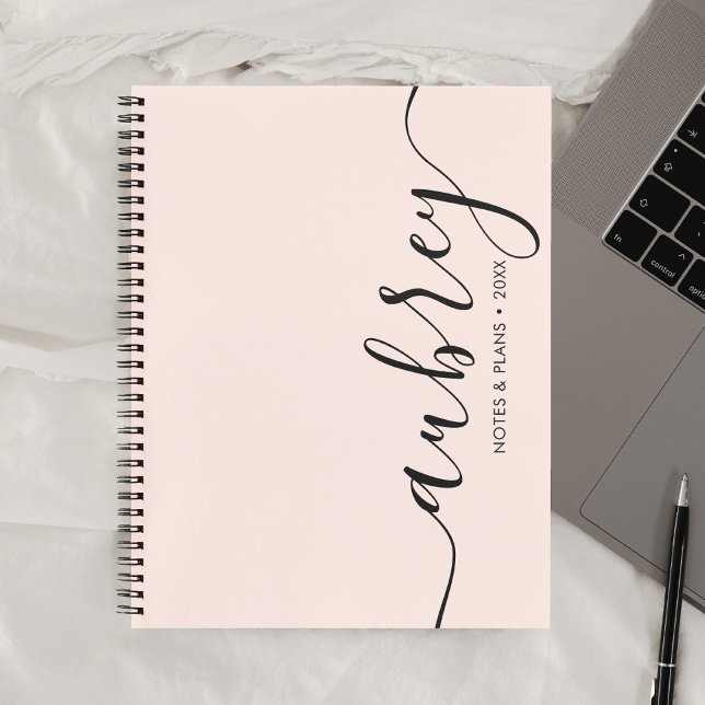 Girly Monogram Calligraphy Pink Notebook (Creator Uploaded)