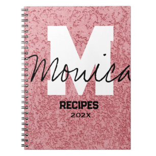 Girly Monogram Calligraphy rough rose Pink Binder Notebook
