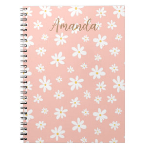 Girly monogram colorful floral pattern notebook