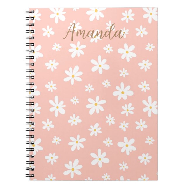 Girly monogram colorful floral pattern  notebook (Front)