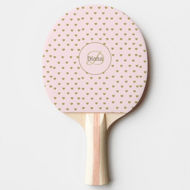 Girly Monogram Cool Pink with Name Ping Pong Paddle (Front)