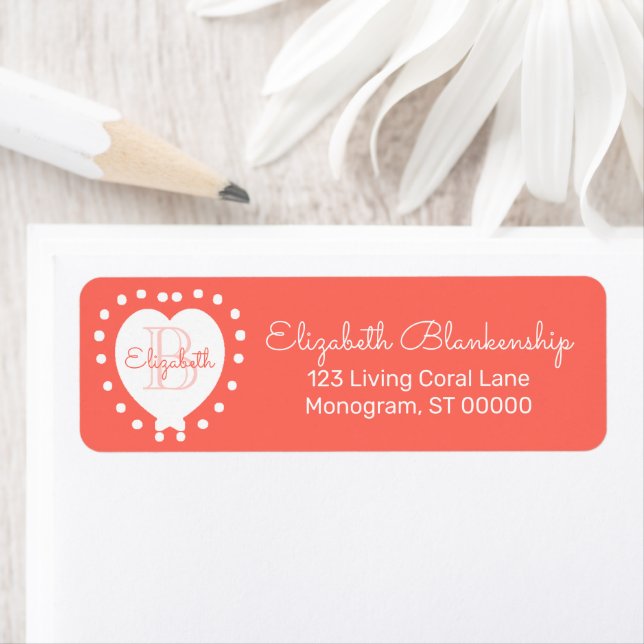Girly Monogram Coral Heart Dots Template (Insitu)