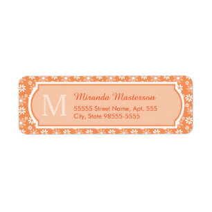 Girly Monogram Cute Orange Daisy Flowers and Name