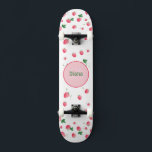 Girly Monogram cute strawberres with name Skateboard<br><div class="desc">Make this Girl Skateboard Monogram and Name your own by adding your text. To access advanced editing tools,  please go to "Personalise this template" and click on "Details",  scroll down and press the "click to customise further" link. Perfect for any celebration and occasion as a Girl gift!</div>