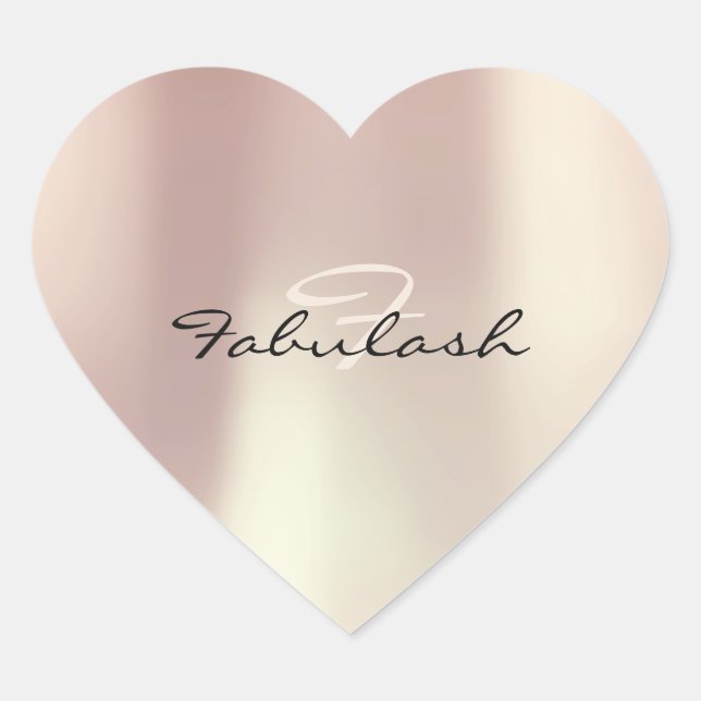 Girly Monogram Heart Glitter Rose Blush 16 Heart Sticker (Front)