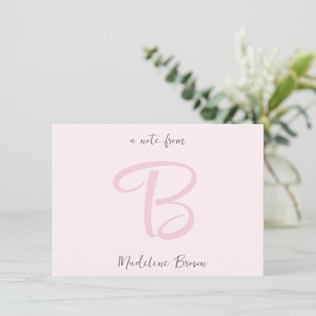 Girly Monogram Modern Blush Pink Card (Standing Front)