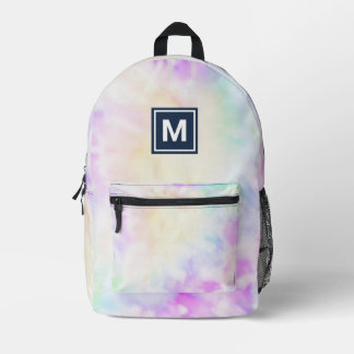 Girly Monogram Pastel Tie Dye Backpack