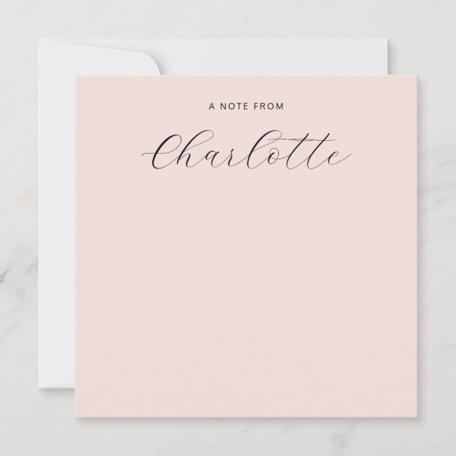 Girly Monogram Script Calligraphy Blush Pink Card (Front)