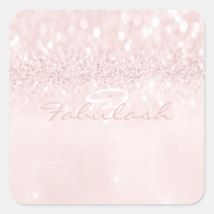 Girly Monogram Sparkly Glitter Pink Name Square 16 Square Sticker