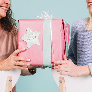 Girly Monogram Sparkly Glitter Silver Star Grey Star Sticker