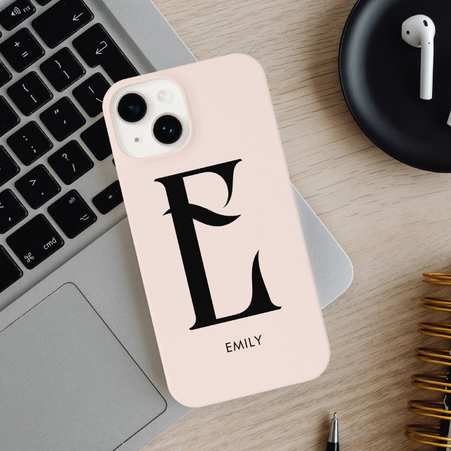 Girly Monogram Vintage Blush Pink iPhone Case (Creator Uploaded)