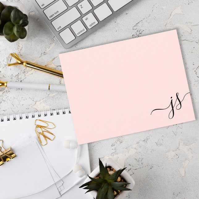 Girly Monogrammed Calligraphy Blush Pink Card (Creator Uploaded)