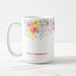 Girly Monogrammed Tropical Watercolor Coffee Mug