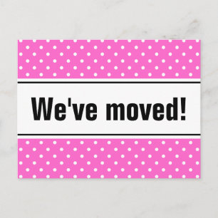 Girly moving postcards pink and white polka dots
