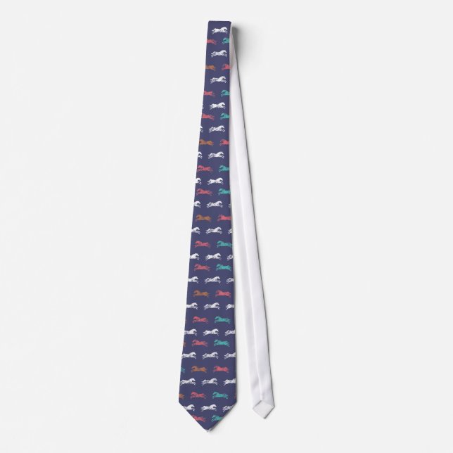 Girly Multi-color Classic Equestrian Horses Tie (Front)