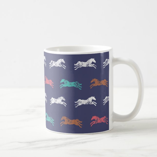 Girly Multi-colour Classic Equestrian Horses Coffee Mug (Right)
