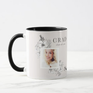 Girly multi photo floral elegant graduation party  mug