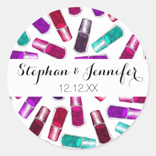 Girly Nail Polish Pretty Painted Watercolor Classic Round Sticker