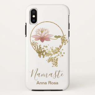*~* Girly Namaste Lotus Gold Glitter Zen White iPhone XS Case