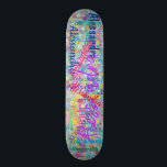 Girly Name Collage Skateboard with Flowers<br><div class="desc">This skateboard features a fun girly design of flowers with a blue background and a collage of any name. Great gift for a girl who rides a skateboard. The design is personalised so you can customise it by changing the name to anything you want.</div>