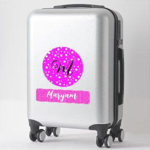 Girly Name & Monogram, Travel Pink Suitcase