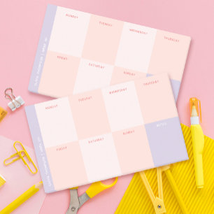 Girly Name Purple Pink School Weekly Planner Post-it Notes