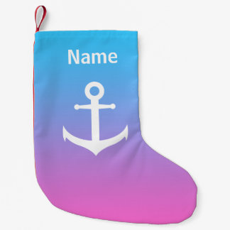 Girly nautical anchor gradient small christmas stocking