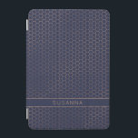 Girly Navy and Rose Gold Foil Hexagon Geometric iPad Mini Cover<br><div class="desc">Girly Navy and Rose Gold Foil Hexagon Geometric cover with elegant dark blue background and space for your name or other custom text. Easy to customise with text, fonts, and colours. Created by Zazzle pro designer BK Thompson © exclusively for Cedar and String; please contact us if you need assistance,...</div>