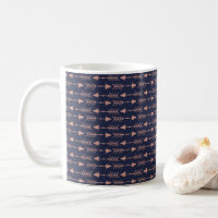 Girly Navy Blue Rose Gold Foil Tribal Arrows