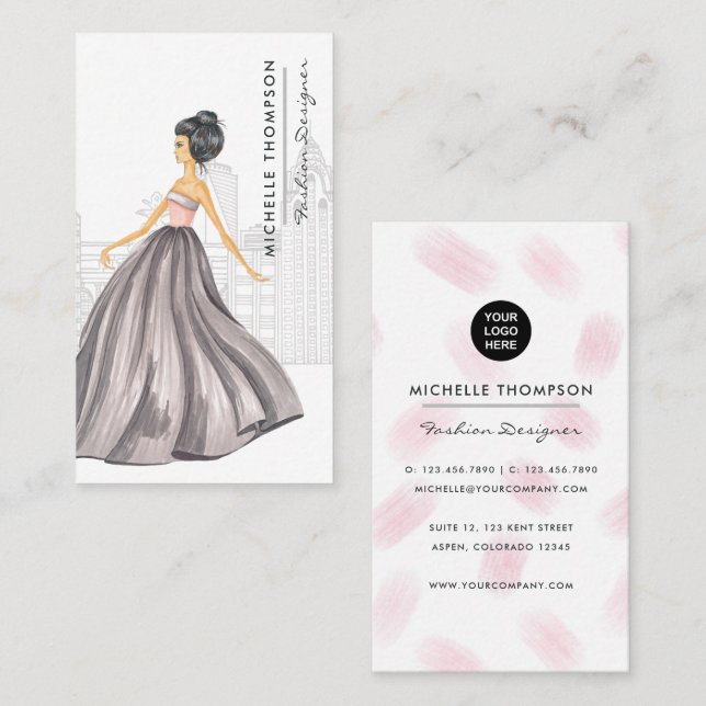 Girly New York Fashion Designer Business Card (Front/Back)