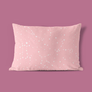 Girly Night Sky Astrology Pastel Pink White Stars Pillowcase