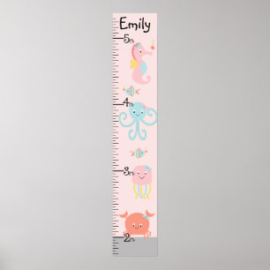Girly Ocean Life Growth Chart Keep at 8x44!