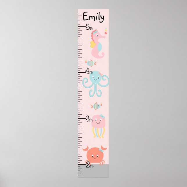 Girly Ocean Life Growth Chart Keep at 8x44! (Front)