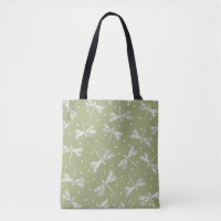 Girly olive green white dots and dragonflies