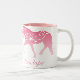 Girly Ombre Horse Silhouette Two-Tone Coffee Mug