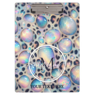 Girly Opal Leopard Print Office School Clipboard