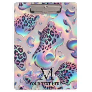 Girly Opal Leopard Print Office School Clipboard