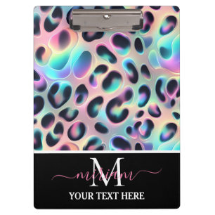 Girly Opal Leopard Print Office School Clipboard