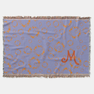 girly orange blue circle squares pattern dizzy art throw blanket