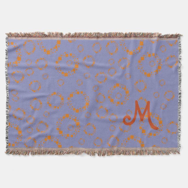 girly orange blue circle squares pattern dizzy art throw blanket (Front)
