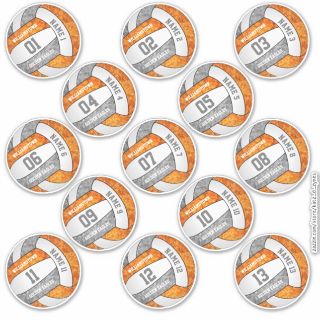 girly orange grey volleyball player names 13 (Front)