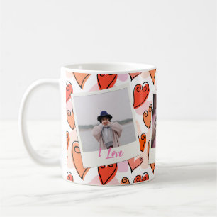 Girly Orange Hearts Cute Romantic Valentine Photo Coffee Mug