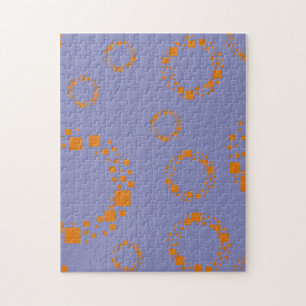 girly orange purple circle squares pattern dizzy jigsaw puzzle