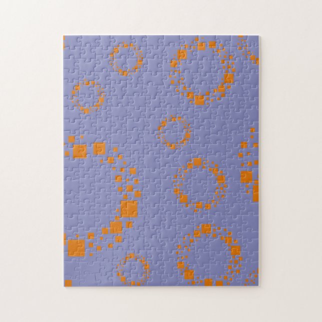 girly orange purple circle squares pattern dizzy jigsaw puzzle (Vertical)